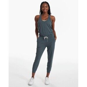 Vuori Womens Lux Jumpsuit Gray Heather Racerback Drawstring Waist Pocket Size S